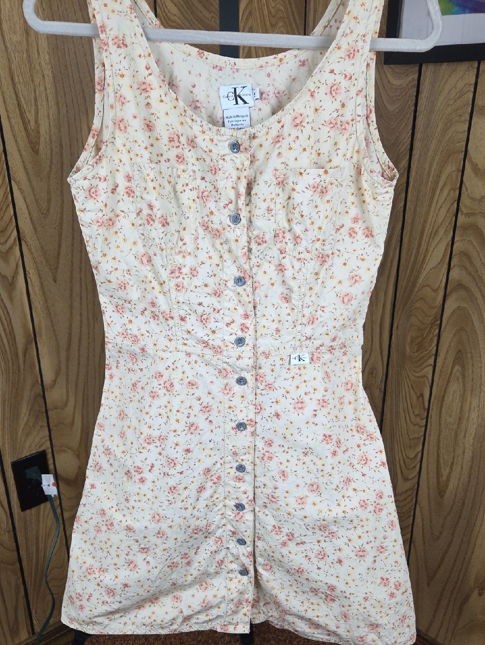 Calvin Klein Cream Dress with Peach Floral Print